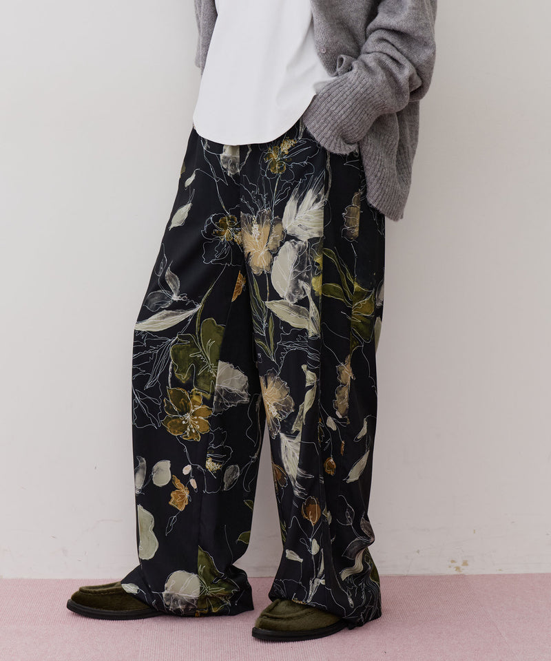 オリジナルvintageフラワープリントストレートパンツ