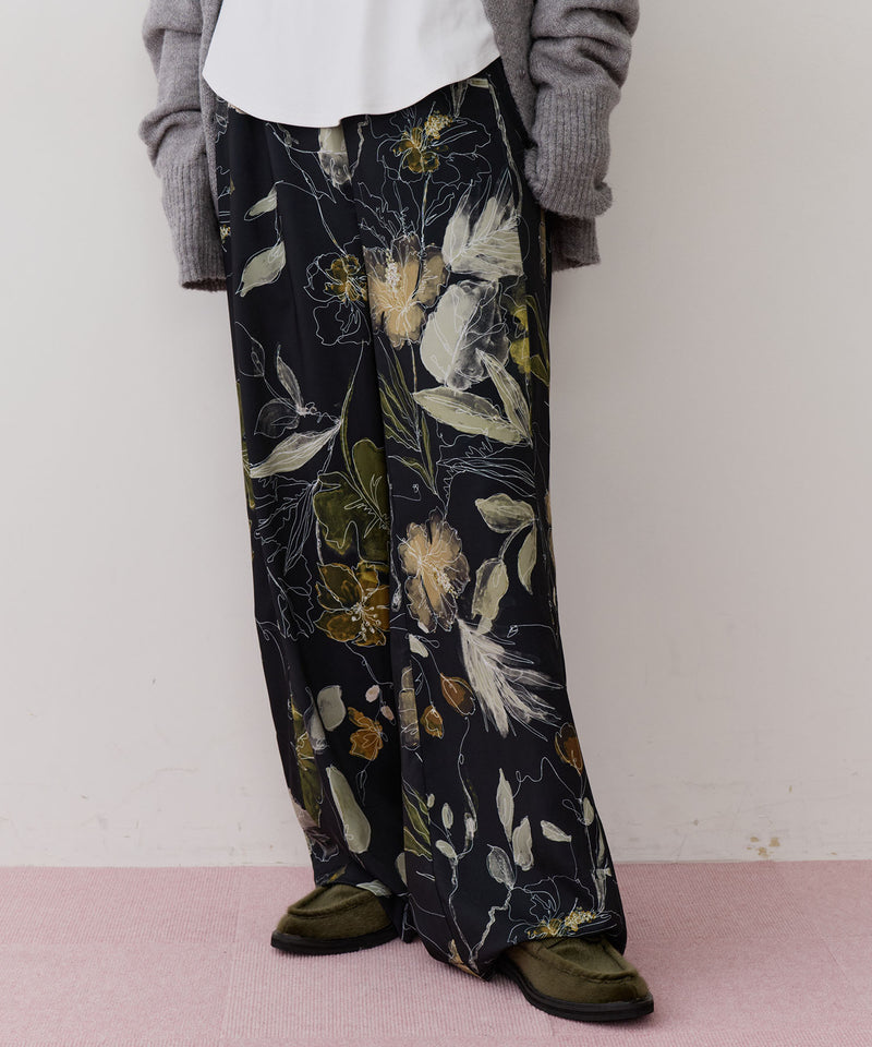 オリジナルvintageフラワープリントストレートパンツ
