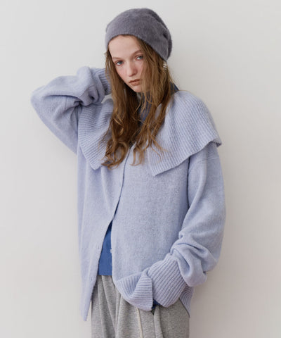 フリル衿カーディガン