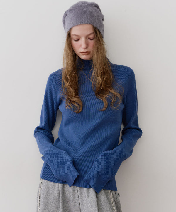 【予約】ハイネックリブ長袖ニット