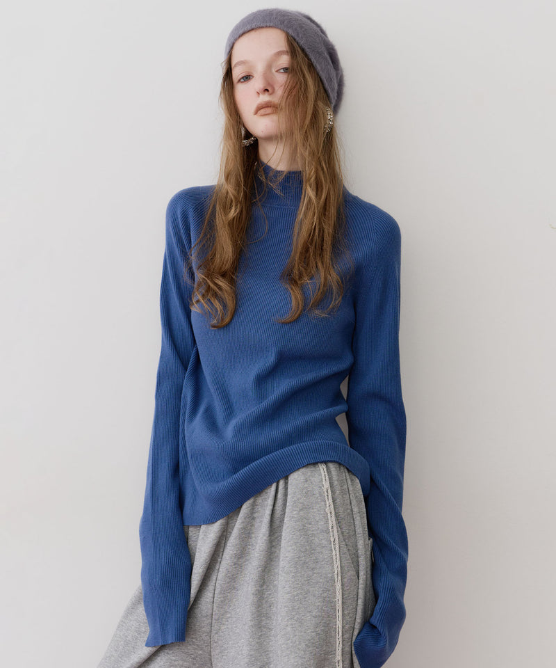 【予約】ハイネックリブ長袖ニット