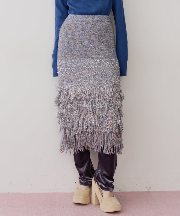 【J1U by LA BELLE ETUDE】ファンシーヤーンループフリンジMIXスカート