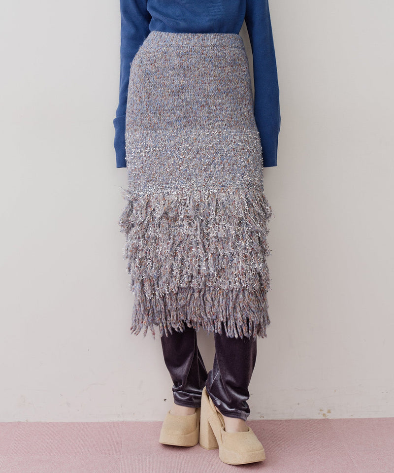 【J1U by LA BELLE ETUDE】ファンシーヤーンループフリンジMIXスカート