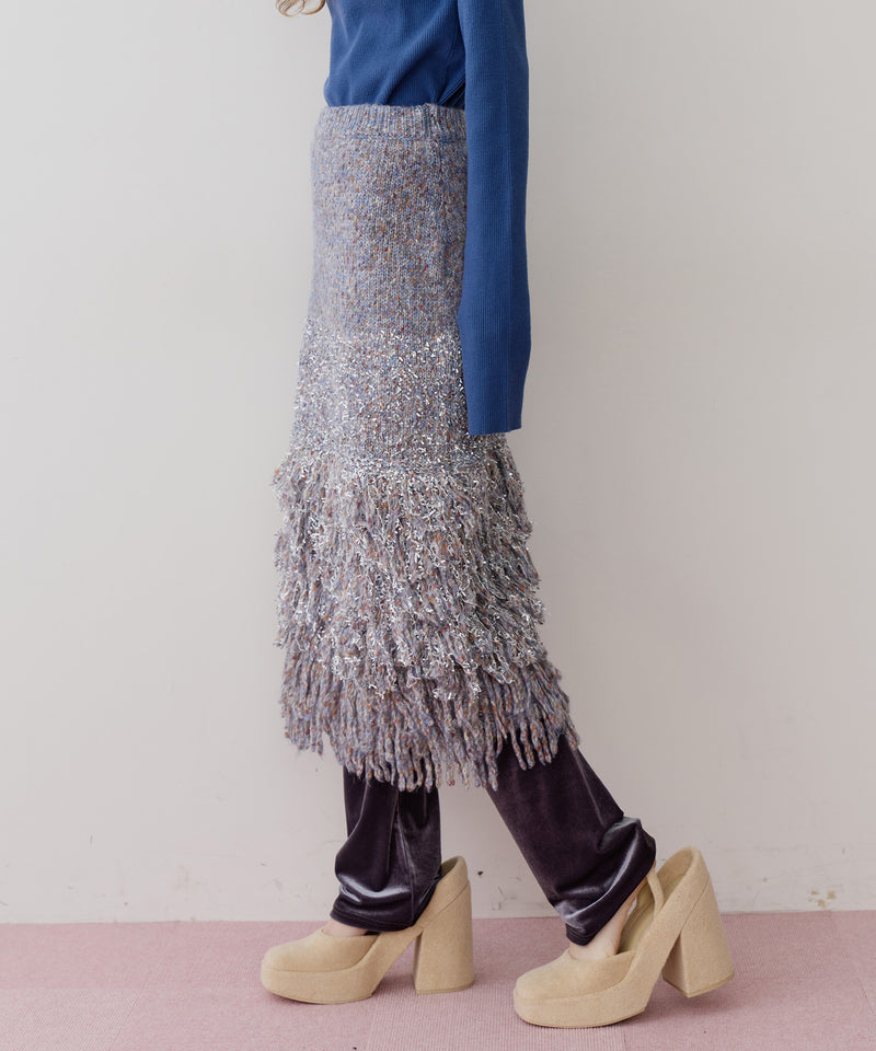 【J1U by LA BELLE ETUDE】ファンシーヤーンループフリンジMIXスカート