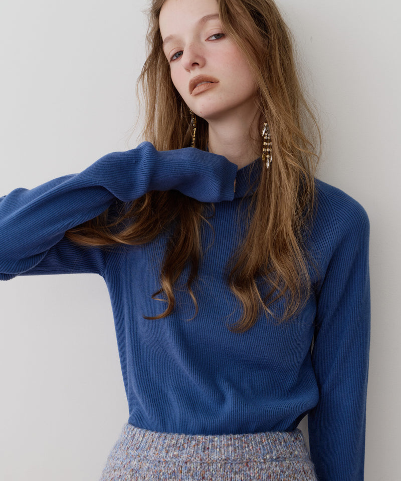 【一部カラー予約】ハイネックリブ長袖ニット