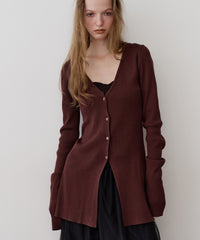 バックスリットリブカーディガン