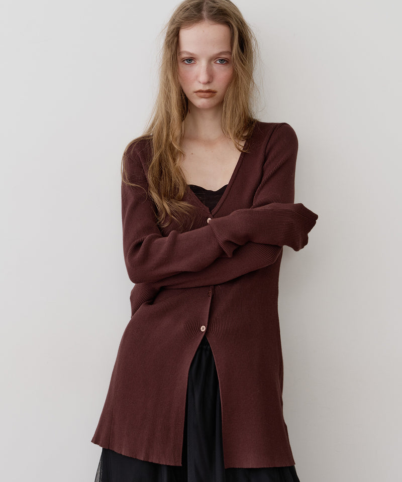 バックスリットリブカーディガン