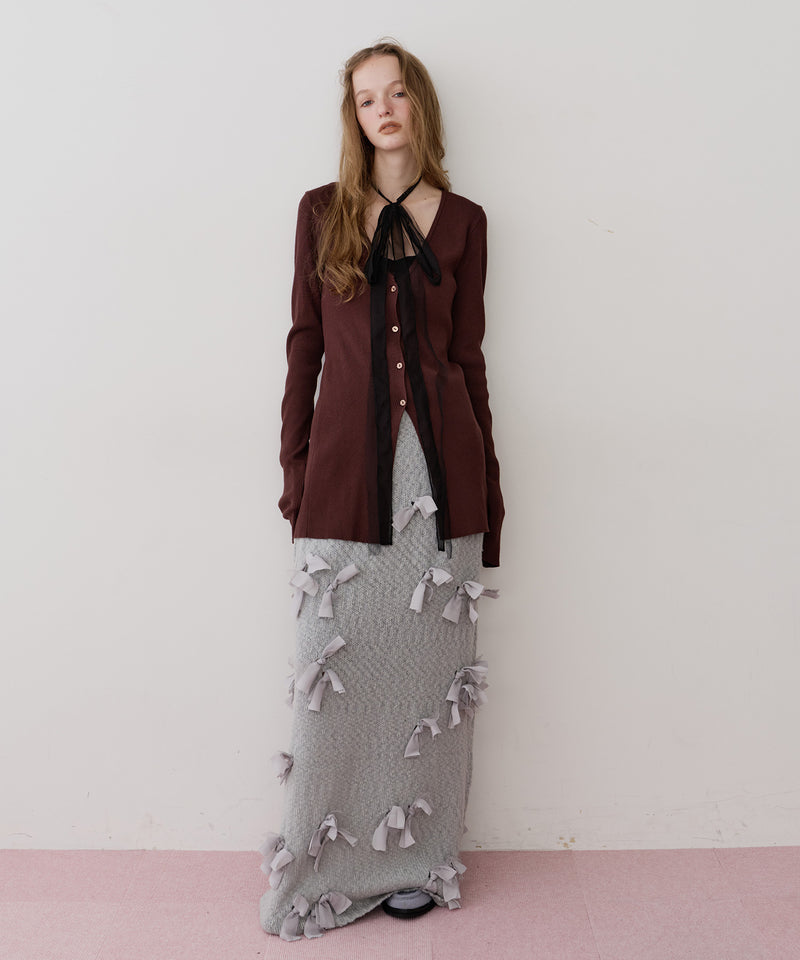 【J1U by LA BELLE ETUDE】メニーリボンニットIラインスカート