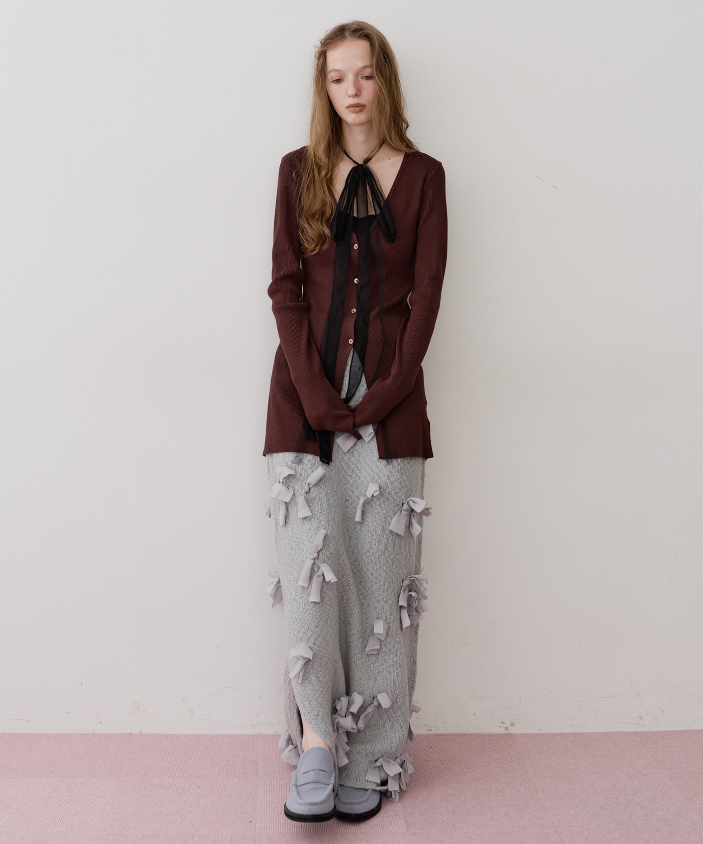 J1U by LA BELLE ETUDE】メニーリボンニットIラインスカート – LA