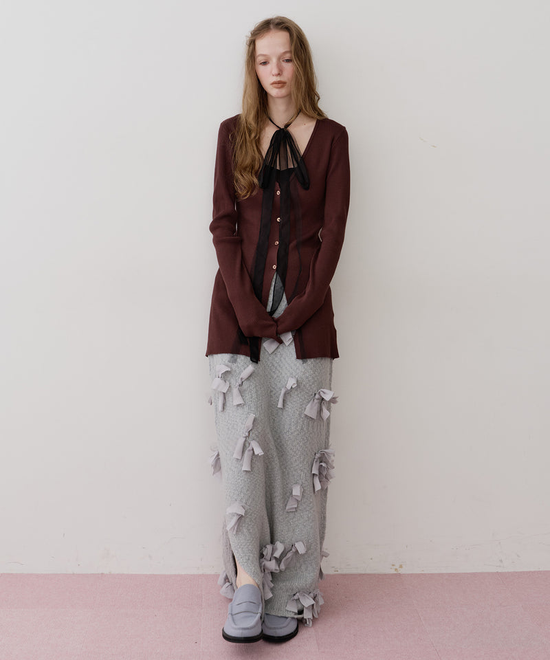 【J1U by LA BELLE ETUDE】メニーリボンニットIラインスカート