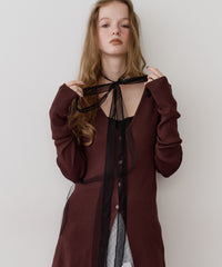 バックスリットリブカーディガン