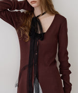 【REVIVAL】【J1U by LA BELLE ETUDE】細リボンロングチョーカー