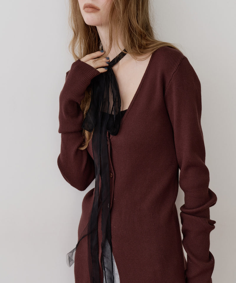 バックスリットリブカーディガン