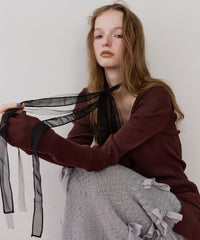 【REVIVAL】【J1U by LA BELLE ETUDE】細リボンロングチョーカー