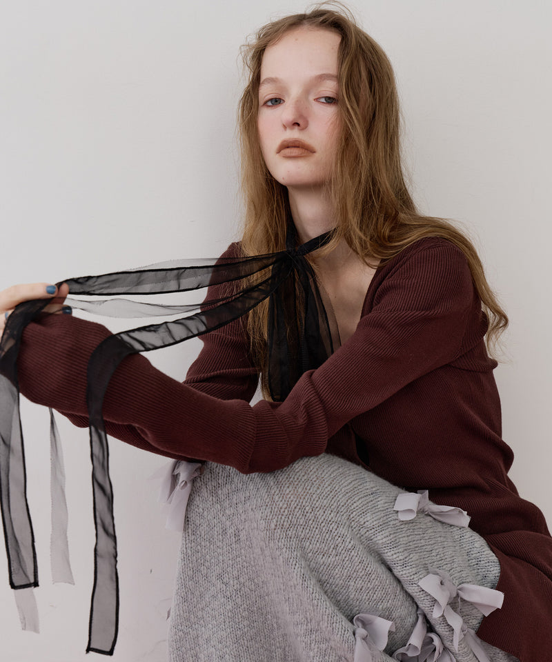 【REVIVAL】【J1U by LA BELLE ETUDE】細リボンロングチョーカー