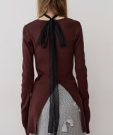 【REVIVAL】【J1U by LA BELLE ETUDE】細リボンロングチョーカー