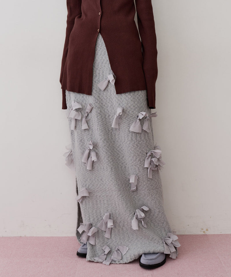 【J1U by LA BELLE ETUDE】メニーリボンニットIラインスカート