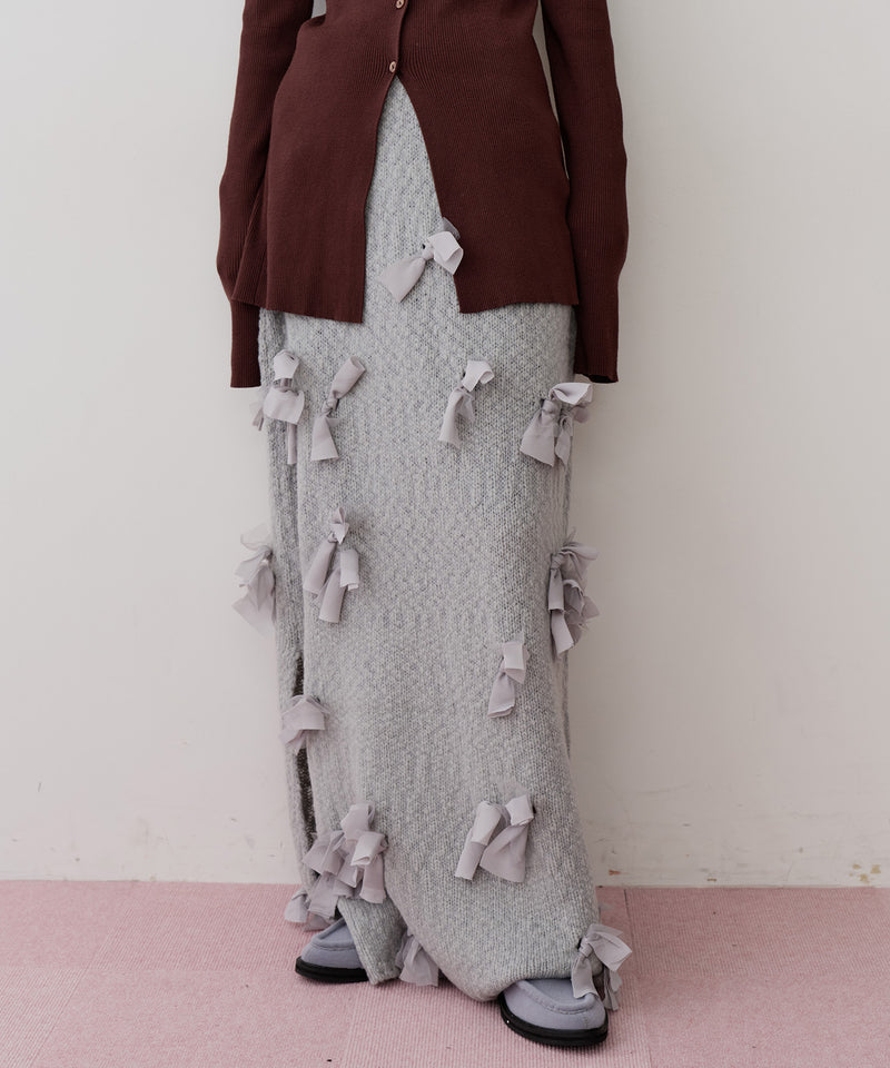 【J1U by LA BELLE ETUDE】メニーリボンニットIラインスカート