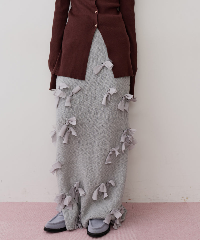 【J1U by LA BELLE ETUDE】メニーリボンニットIラインスカート