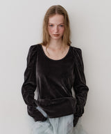 【一部カラー予約】シアーベロアパフギャザーTOPS