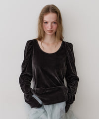 【一部カラー予約】シアーベロアパフギャザーTOPS