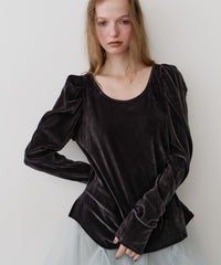 【一部カラー予約】シアーベロアパフギャザーTOPS