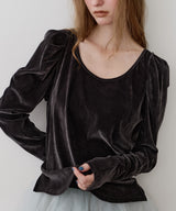 【一部カラー予約】シアーベロアパフギャザーTOPS