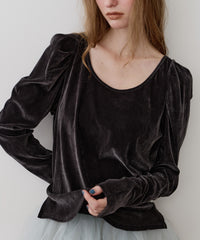 【一部カラー予約】シアーベロアパフギャザーTOPS