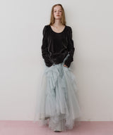 【一部カラー予約】シアーベロアパフギャザーTOPS