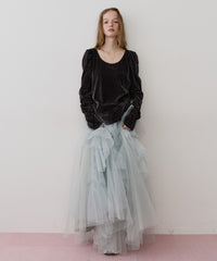 【一部カラー予約】シアーベロアパフギャザーTOPS