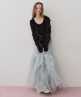 【一部カラー予約】シアーベロアパフギャザーTOPS