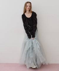 【一部カラー予約】シアーベロアパフギャザーTOPS