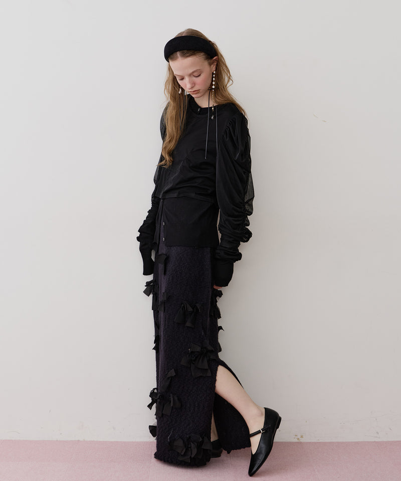 【J1U by LA BELLE ETUDE】メニーリボンニットIラインスカート