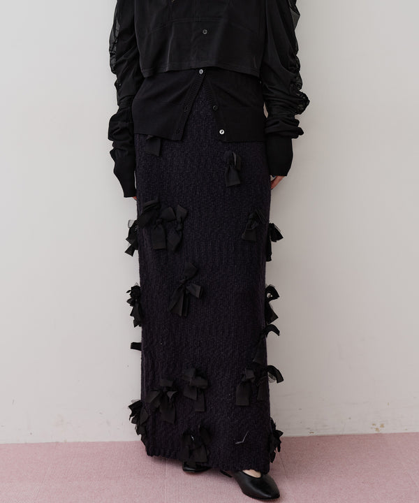 【J1U by LA BELLE ETUDE】メニーリボンニットIラインスカートⅡ