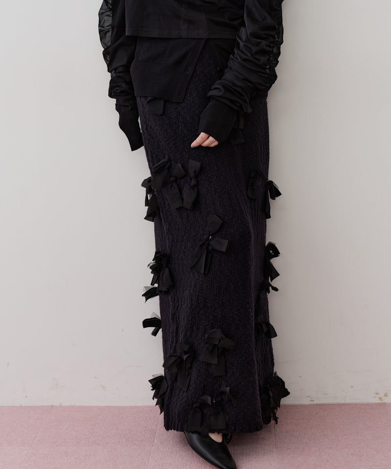 【J1U by LA BELLE ETUDE】メニーリボンニットIラインスカート