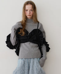 【予約】ハイネックリブ長袖ニット