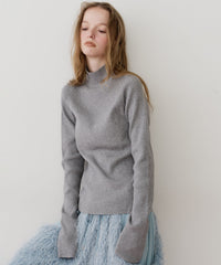 【予約】ハイネックリブ長袖ニット