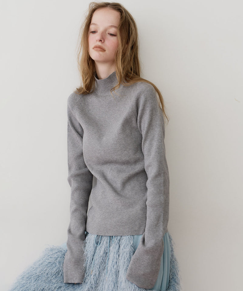 【予約】ハイネックリブ長袖ニット