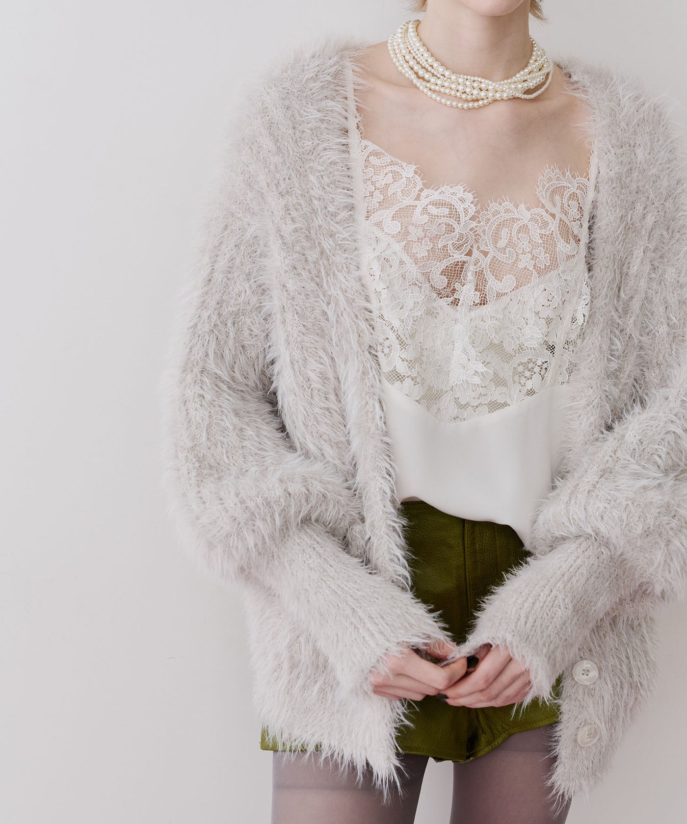 LA BELLE ETUDE フェザーヤーン　カーディガン 一部カラー予約】フェザーヤーンリラックス2wayカーディガン