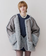 【予約】【J1U by LA BELLE ETUDE】ノーカラームートンライクボンディングコート