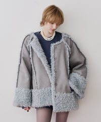 【予約】【J1U by LA BELLE ETUDE】ノーカラームートンライクボンディングコート