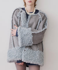 【予約】【J1U by LA BELLE ETUDE】ノーカラームートンライクボンディングコート