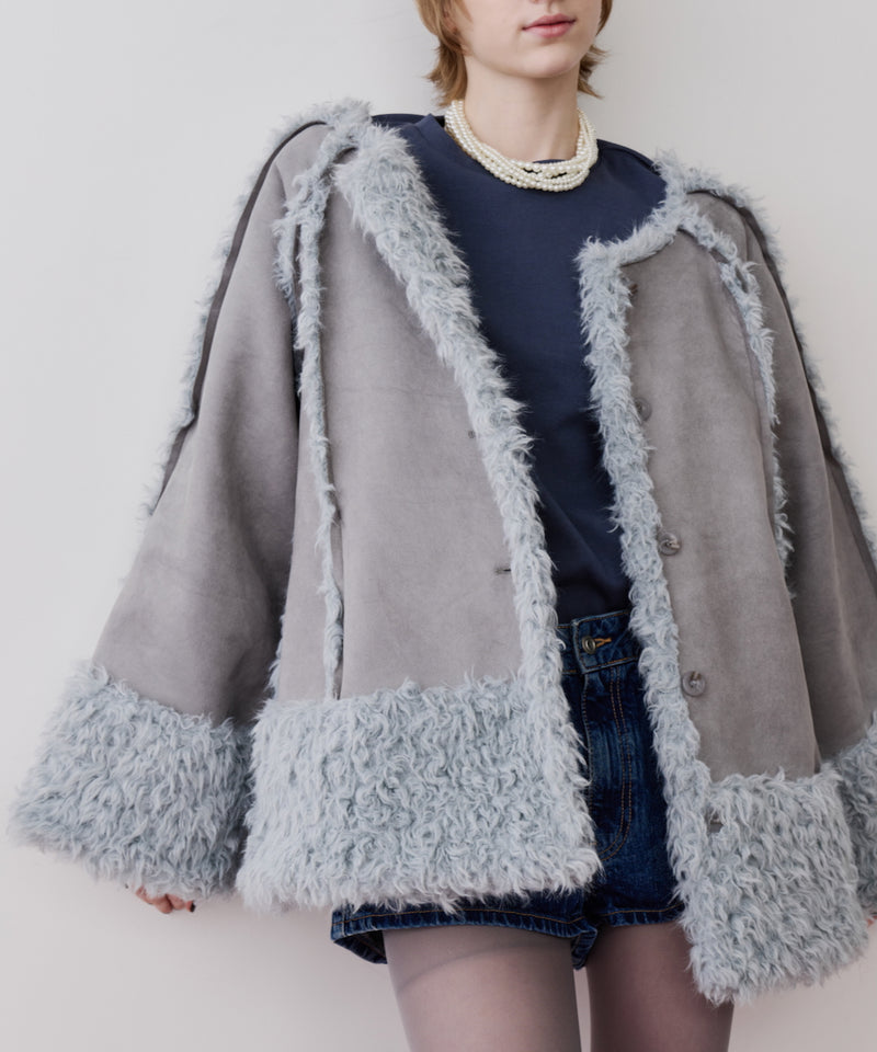 【予約】【J1U by LA BELLE ETUDE】ノーカラームートンライクボンディングコート