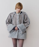 【予約】【J1U by LA BELLE ETUDE】ノーカラームートンライクボンディングコート