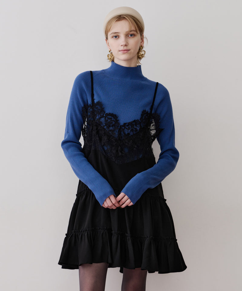 【予約】ハイネックリブ長袖ニット