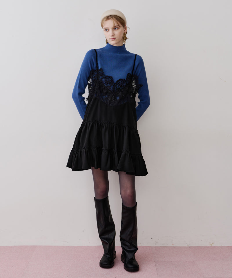 【予約】ハイネックリブ長袖ニット