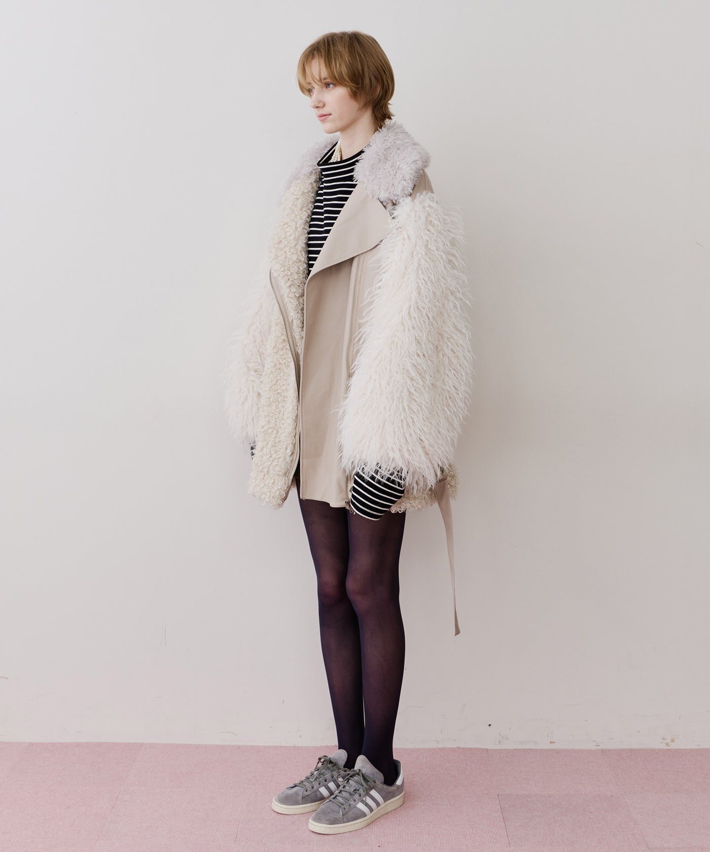 一部カラー予約】ボリュームファー×レザーBIGジャケットコート – LA