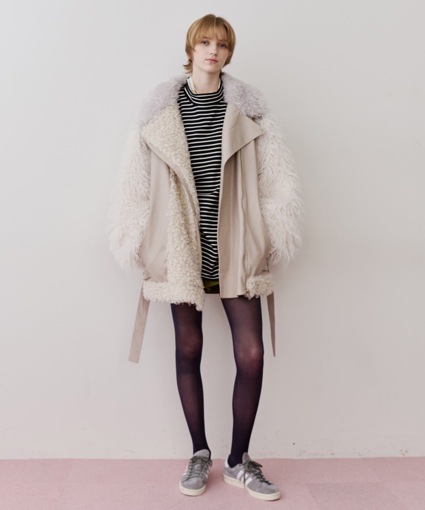 一部カラー予約】ボリュームファー×レザーBIGジャケットコート – LA