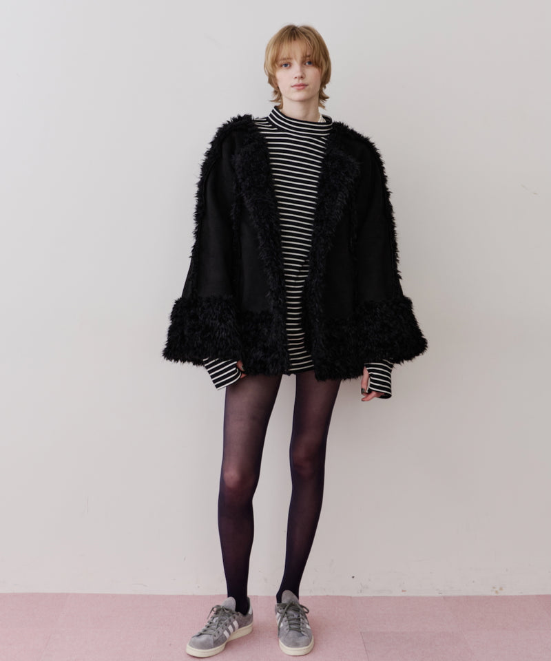 【予約】【J1U by LA BELLE ETUDE】ノーカラームートンライクボンディングコート