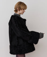 【予約】【J1U by LA BELLE ETUDE】ノーカラームートンライクボンディングコート